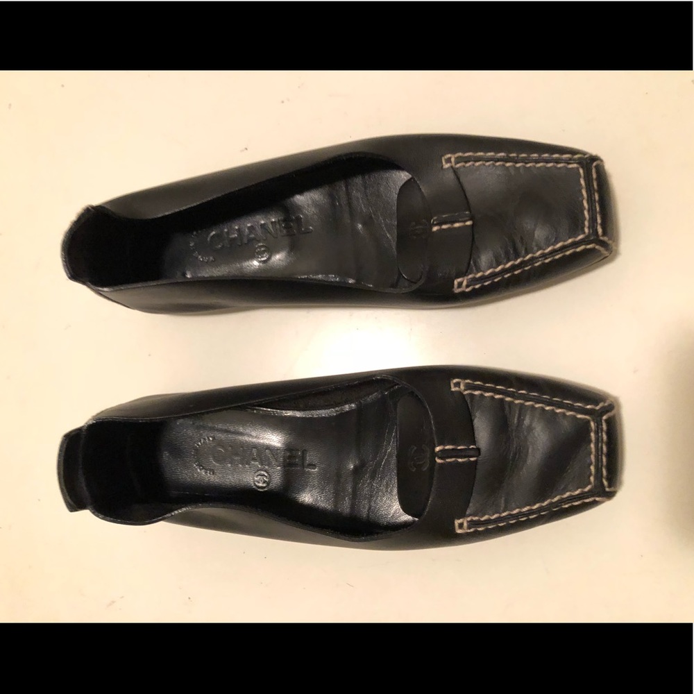 Vintage Chanel Black Leather Loafer